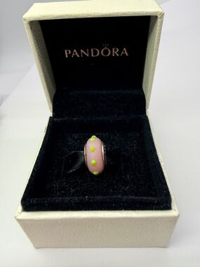 Pandora Seeing Spots Murano Charm 790625 Pink Green 925 ALE